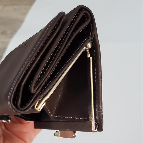 Lodis Brown Leather Tri-Fold Wallet, Brown, Contrast White Stitching, Like New - Picture 10 of 14